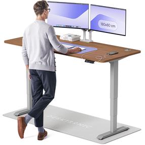 Компьютерный стол регулируемая высота Desktronic HomePro, 180 см x 80 см, 61 - 125.5 см, серый цв./ореховые деревья цв.