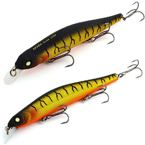 Vobleris Akara Best Minnow 110SP A108, 11 cm, 17 g, zelta krās./melna krās./oranža krās.