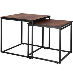 Kavos staliukų komplektas Springos, rudas/juodas, 45 - 50 cm x 50 cm x 46.5 - 51.5 cm, 2 vnt.