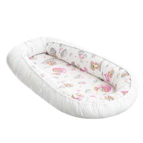 Ligzdiņa Sleeping Teddy, balta krās./rozā krās./pelēka krās.