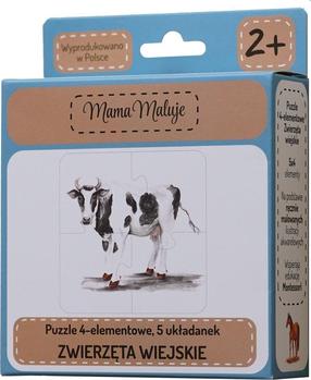 Pusle Mama Maluje Country Animals 508607, 12 cm x 12 cm, 20 tk, mitmevärviline