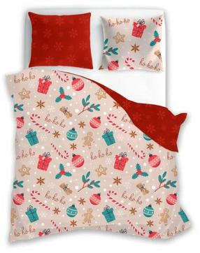 Kalėdinis patalynės užvalkalų komplektas PEM-61, rožinė, 140 x 200 cm