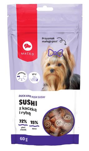 Skanėstas šunims Maced York Sushi, žuvis/antiena, 0.06 kg