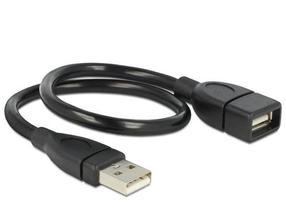 Kabelis Delock USB Type-A Sieviete, USB Type A Vīrietis, 0.35 m, melna krās.