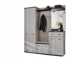 Prieškambario baldų komplektas ASM Hugo VII, vidaus, baltas/juodas