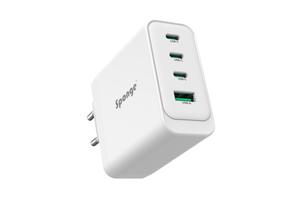 Adapteris Sponge C4 100W GaN, USB-C/USB-A, balta krās.