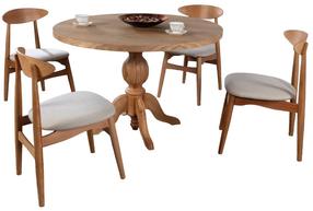 Valgomojo komplektas Kalune Design Albero 140, kreminė sp./buko sp.