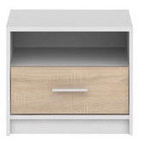 Naktinis staliukas Nepo Plus S435-KOM1S-BI/DSO, ąžuolo/balta, 49.5 cm x 34 cm x 42.5 cm