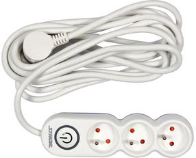 Pikendusjuhe Sthor 72352, 3 x 1,5 mm², 5 m, IP20, 3 pesa, lülitiga, valge v.