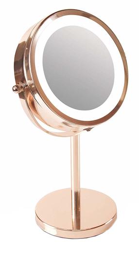 Kosmetinis veidrodis Rio MMST, su apšvietimu, pastatomas, 15.5 cm x 30 cm, aukso