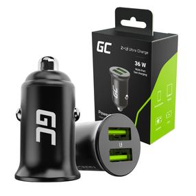 Auto bezvadu lādētājs Green Cell CADM-GC-36AA, USB-A, melna krās., 36 W