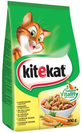 Kuiv kassitoit Kitekat Natural Vitality, kanaliha/köögiviljad, 0.3 kg