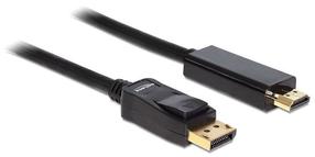 Vads Delock Displayport to HDMI Display port male, HDMI 19 pin male, 2 m, melna krās.