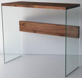 Konsolinis staliukas Kalune Design Niagara, riešuto sp./skaidri sp., 37 cm x 91 cm x 80 cm