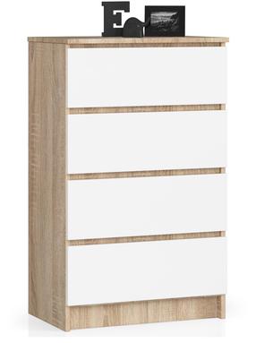 Komoda Akord K60, ruda sp./balta sp., 99 cm x 60 cm x 40 cm