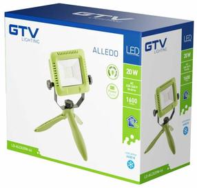 Statybinis prožektorius su stovu, pastatomas GTV Alledo, 20 W, 1600 lm, 6400 °K, IP54, žalia sp.