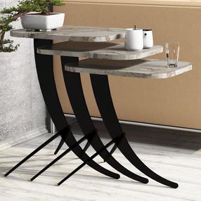 Kohvilaud Kalune Design Pion White Marble, valge v./must v./beež v., 60 cm x 35 cm x 45 cm