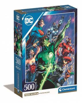 Pusle Clementoni DC Comics Justice League, 49 cm x 36 cm, 500 tk, sinine v./mitmevärviline