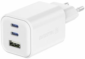 Kelioninis įkroviklis Swissten GaN, USB A/1 x USB Type C, 5 cm, balta sp.