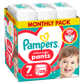 Autiņbiksītes - apakšbiksītes Pampers Active Baby Pants, 7 izmērs, 15 kg, 128 gab.