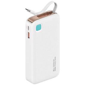 Lādētājs-akumulators (Power bank) Usams Retractable, 10000 mAh, balta krās.