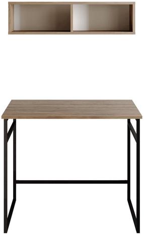 Rakstāmgalds un plaukts Kalune Design Gama 541HDL1107, 90 cm x 60 cm, 75 cm, melns krās./valriekstu krās.