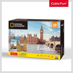 3D puzle National Geographic Big Ben, 20.9 cm x 25.7 cm, 94 gab., daudzkrāsaina