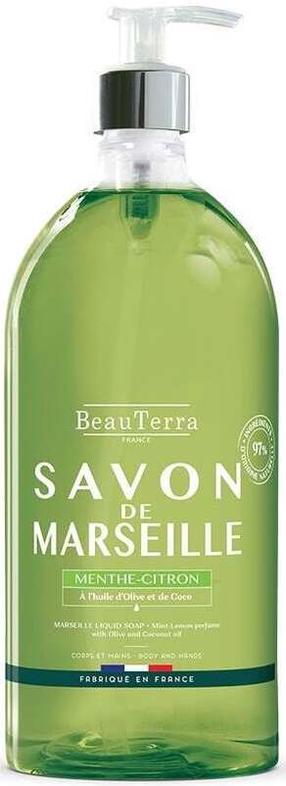 Skystas muilas su glicerinu Beauterra Marseille, citrinų/mentolis, 1000 ml