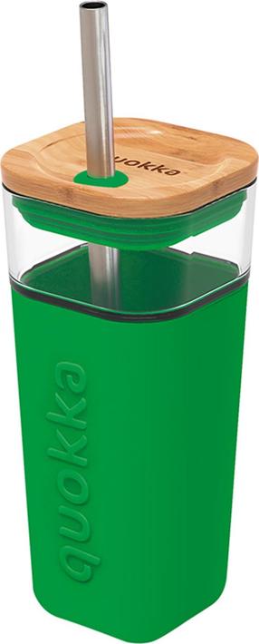 Кружка с соломинкой Quokka Liquid Cube, зеленый цв., 0.54 л