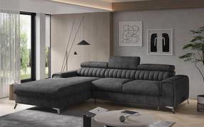 Kampinė sofa Grayson Leve 6, tamsiai pilka sp., kairinė, 205 x 275 cm x 98 cm
