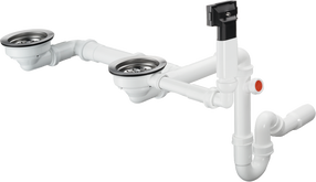 Sifonas praustuvui Hansgrohe Manual waste & Overflow Set D17-10, balta sp./chromo sp.