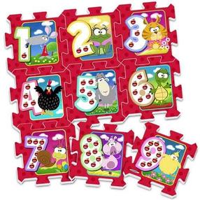 Коврик для малышей - пазл Jokomisiada Animals And Numbers, 31 см x 31 см, 9 шт, многоцветный