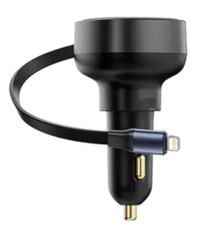 Automobilinis įkroviklis Baseus, Lightning, juoda sp., 60 W
