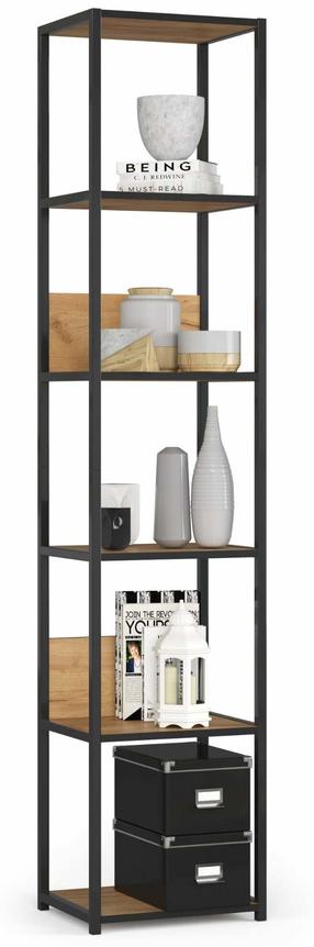 Grīdas plaukts Akord Furniture Factory, ozola krās./melns krās., 192 cm x 40 cm x 32 cm