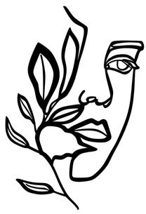 Sienos dekoracija Wallity Woman Face Behind The Branch, 39 cm x 57 cm