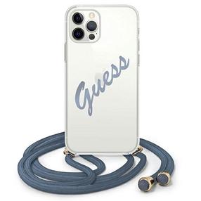 Telefoni ümbris Guess Script Vintage GUHCP12MCRTVSBL, läbipaistev v./sinine v., Apple