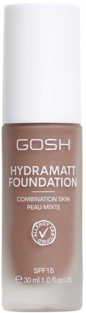 Šķidrā grima bāze Gosh Hydramatt, SPF 15, deep krās., 018n, 30 ml
