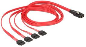 Laidas Delock mini SAS SFF-8087 to SATA x4 SATA 7-pin x4, Mini SAS SFF-8087, 1 m, raudona sp.