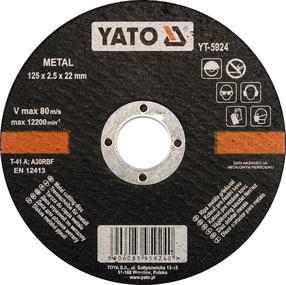 Pjovimo diskas kampiniam šlifuokliui Yato, 125 mm x 2.5 mm x 22.23 mm