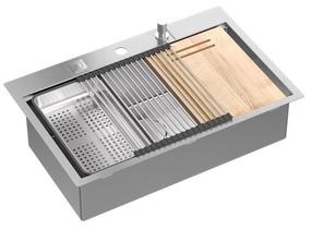 Köögivalamu GraniteQ Burt 110 Workstation SteelQ, roostevaba teras, 76 cm x 49 cm x 21 cm, hall v.