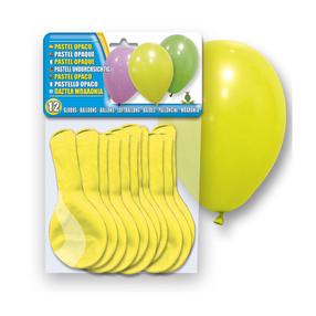 Õhupall ovaalsed Pastel Opaque, kollane v., 12 tk