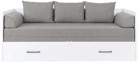 Sofa-lova Tetrix, balta sp./pilka sp., 200.5 x 79 cm x 73 cm