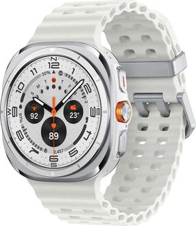 Viedais pulkstenis Samsung Galaxy Watch Ultra, sudraba krās.