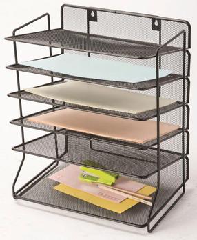 Dokumentu plaukts Q-Connect Mesh 6-Layer File Sorter, melna krās.