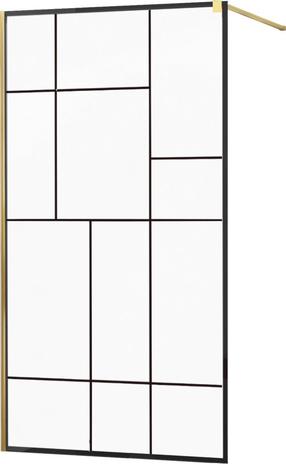 Dušo sienelė Mexen Kioto 800-110-101-50-78, 110 cm x 200 cm, aukso sp./juoda sp./grūdintas