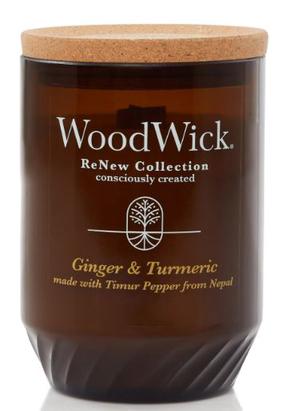 Свеча, ароматическая WoodWick Renew Ginger & Turmeric, 60 - 120 час, 368 г, коричневый цв.