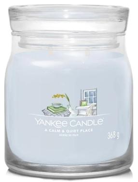 Svece, aromātiskā Yankee Candle Signature A Calm & Quiet Place, 35 - 50 h, 368 g, zila krās.