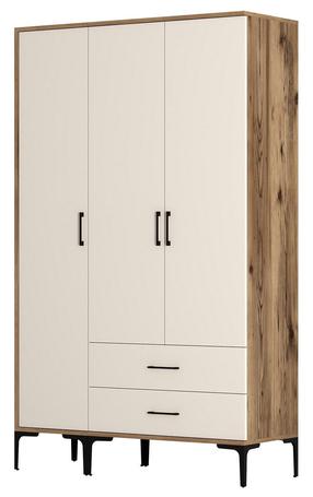 Riidekapp Kalune Design Kumsal ST, kreemjasvalge/pähklipuu v., 47.5 cm x 120 cm x 201.4 cm