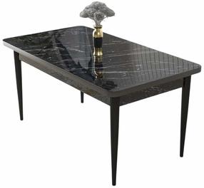 Valgomojo stalas išskleidžiamas Kalune Design Nil, juoda sp./marmuro sp., 110 cm x 71 cm x 76 cm