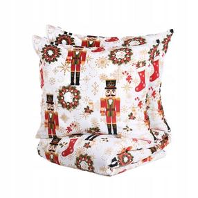 Kalėdinis patalynės užvalkalų komplektas Homla Nutcracker 716799, baltas/raudonas, 200 x 220 cm